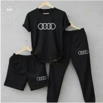 Men Audi Logo 3-Piece Summer Tracksuit Black - Image 5