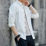 Men Slim Fit Long Sleeve Shirt White Office Work Wear - Image 4