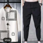 Men Printed Micro Interlock Track Suit White