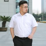 Men Plus Size White Short Sleeve Shirt Summer New