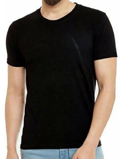 Men Black Cotton Jersey Plain T-Shirt Medium to XL