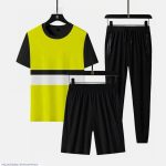 Men's 3-Piece Track Suit Yellow Black Cotton Jersey Medium to XL - Image 3
