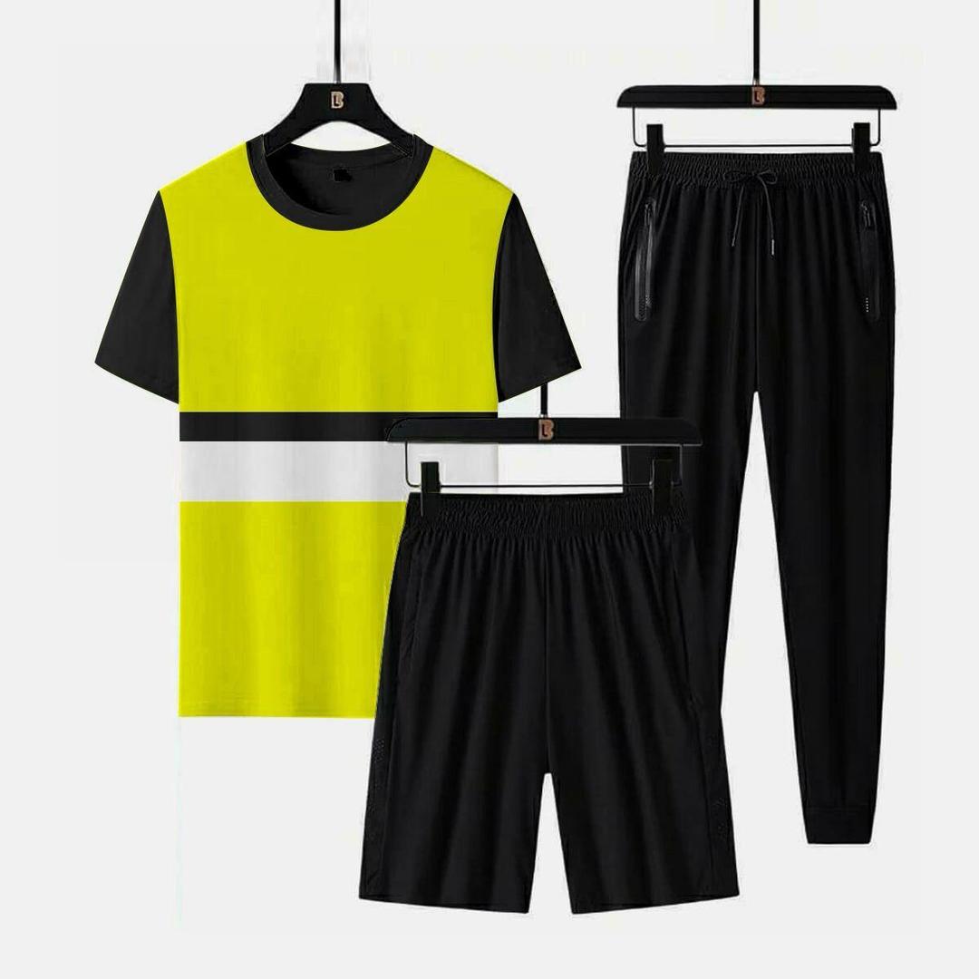 1425-167-528800-product-1.jpg Men's 3-Piece Track Suit Yellow Black Cotton Jersey Medium to XL - Image 1