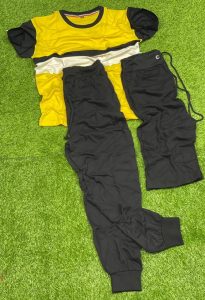 Men's 3-Piece Track Suit Yellow Black Cotton Jersey Medium to XL - Image 2
