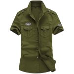 Men White Cotton Cargo Shirt Summer Plus Size - Image 3