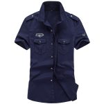 Men White Cotton Cargo Shirt Summer Plus Size - Image 4