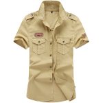 Men White Cotton Cargo Shirt Summer Plus Size - Image 5
