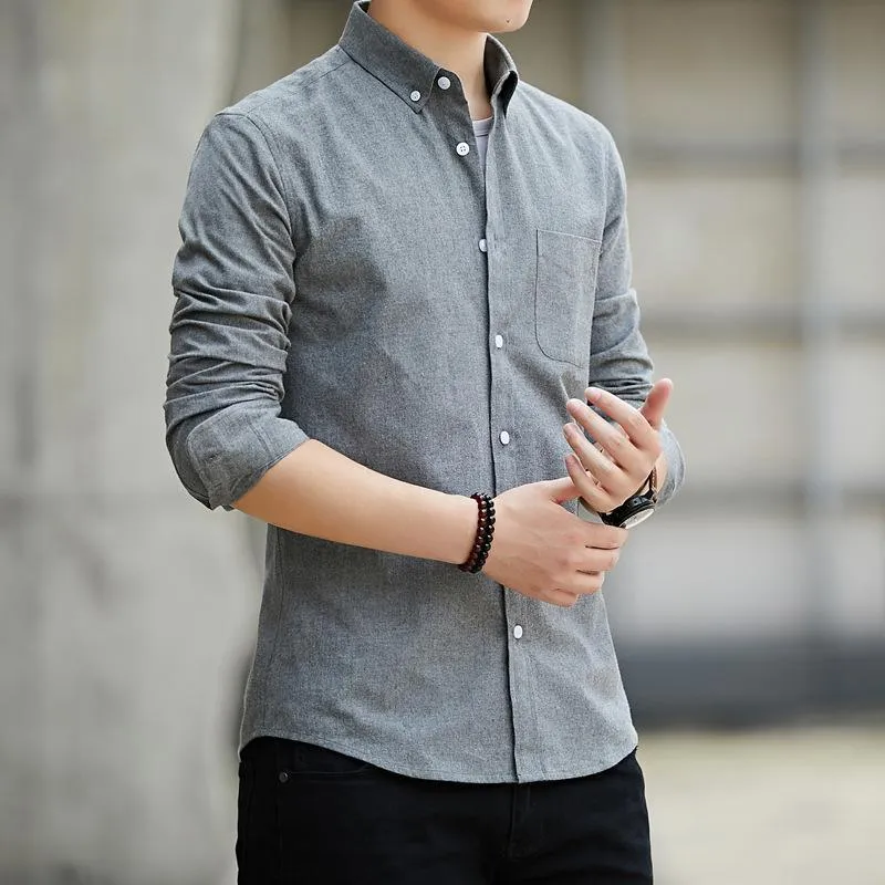 1905-172-718914-product-1.webp Men Cotton Button Down Shirt Grey Regular Fit - Image 1