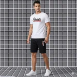 2 Pcs Men's Dri Fit Printed T-Shirt & Shorts Tracksuit