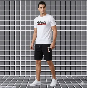 2 Pcs Men's Dri Fit Printed T-Shirt & Shorts Tracksuit
