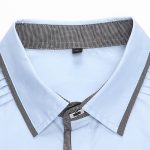 Men Slim Fit Short Sleeve Blue Shirt Trendy Casual Formal Wear - Image 3