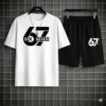 2 Pcs Men's Dri Fit Printed T-Shirt & Shorts Tracksuit