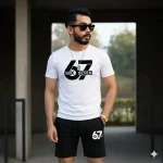 2 Pcs Men's Dri Fit Printed T-Shirt & Shorts Tracksuit - Image 2