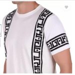 Men Dri Fit Greek Key Print Tracksuit Black White - Image 3