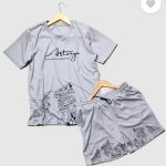 Men's Grey Mountain Print Tracksuit Polyester Summer Wear