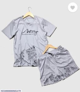 Men's Grey Mountain Print Tracksuit Polyester Summer Wear - Image 5
