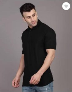 Men Cotton Polo T-Shirt Black Slim Fit Casual Wear - Image 3