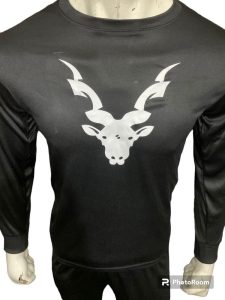 Men's Black Antelope Print Tracksuit Polyester Slim Fit - Image 2