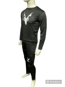 Men's Black Antelope Print Tracksuit Polyester Slim Fit - Image 3