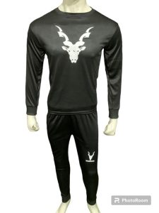 Men's Black Antelope Print Tracksuit Polyester Slim Fit