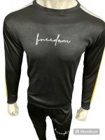Men Polyester Printed Tracksuit Black Yellow Slim Fit - Image 2