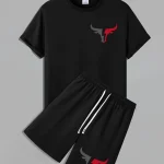 1 Pc Men's Polyester Printed T-Shirt & Shorts Tracksuit
