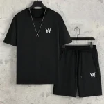 2 Pcs Men's Polyester Printed T-Shirt & Shorts Full Tracksuit