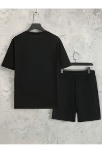 2 Pcs Men's Polyester Printed T-Shirt & Shorts Full Tracksuit - Image 2