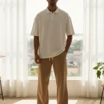 2pc Drop Shoulder Polo & Baggy Trousers Full Tracksuit for Men's