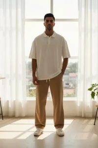 2pc Drop Shoulder Polo & Baggy Trousers Full Tracksuit for Men's