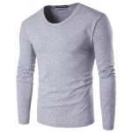 Men Slim Fit White Cotton Long Sleeve T-Shirt Autumn - Image 4