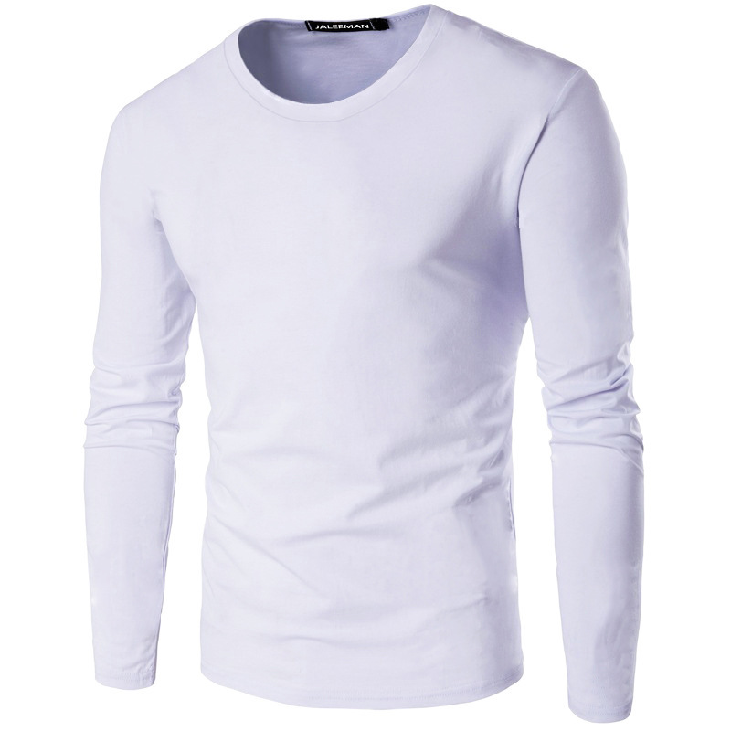 4665685435_143986080.jpg Men Slim Fit White Cotton Long Sleeve T-Shirt Autumn - Image 1