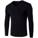 Men Slim Fit White Cotton Long Sleeve T-Shirt Autumn - Image 2