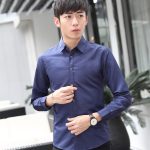 Men Slim Fit Black Long Sleeve Shirt New - Image 2
