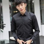 Men Slim Fit Black Long Sleeve Shirt New