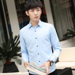 Men Slim Fit Black Long Sleeve Shirt New - Image 4