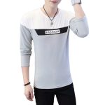 Men's Long Sleeve Fashion T-Shirt Autumn Casual Grey Black - Image 5