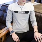 Men's Long Sleeve Fashion T-Shirt Autumn Casual Grey Black - Image 4