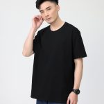 Men Loose Fit Cotton T-Shirt Black Summer