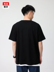 Men Loose Fit Cotton T-Shirt Black Summer - Image 2