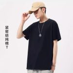 Men Black Cotton T-Shirt Summer Trendy Round Neck