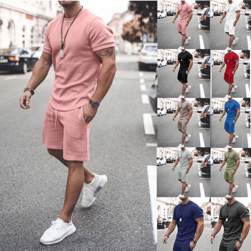 O1CN01rr9tb420JjQO6q2ID_2200734936829-0-cib.jpg Men Summer Short Sleeve Tracksuit Set Trendy Casual Sport Wear - Image 1